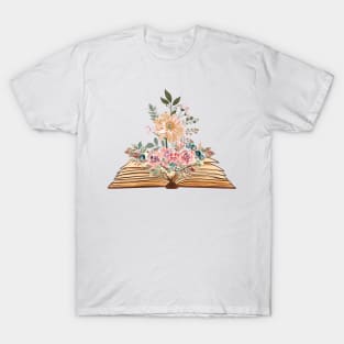 Flowers Growing From Book | Book Lover | Flowers Lover T-Shirt